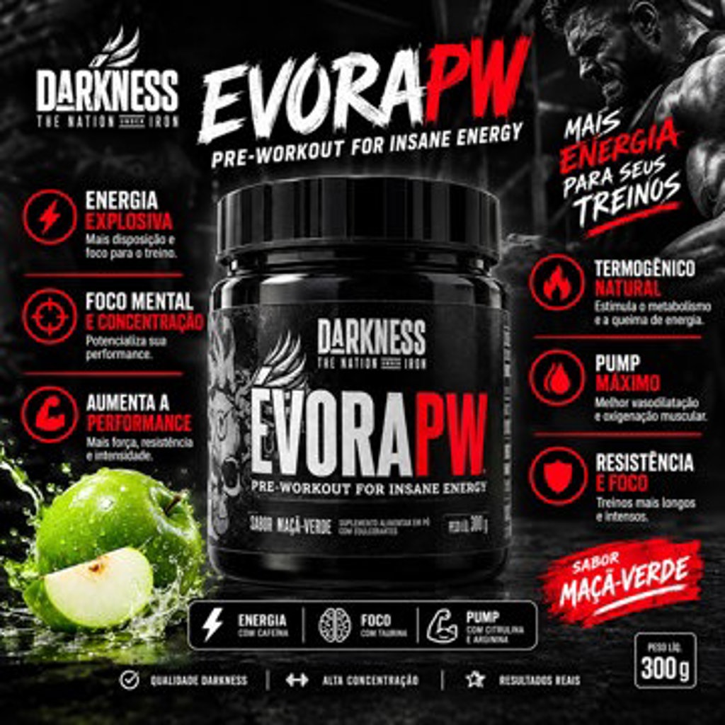 EVORA PW DARKNESS MACA VERDE 300 GRAMAS
