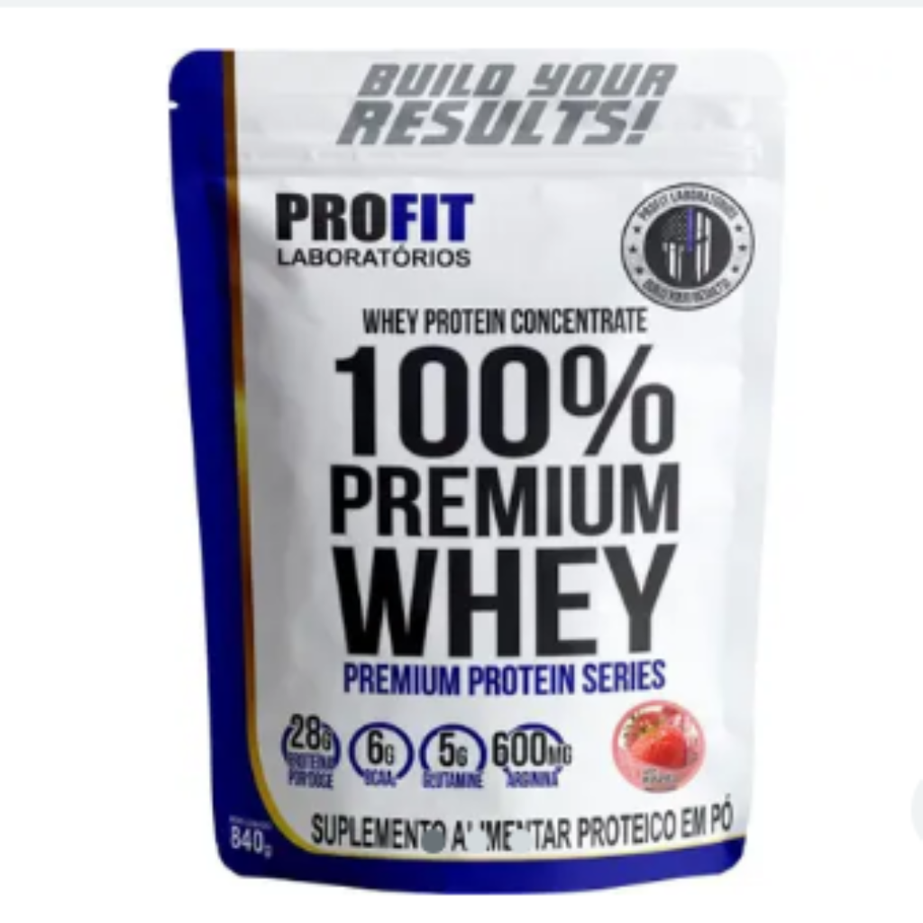 100% PREMIUM WHEY PROFIT MORANGO REFIL 840G