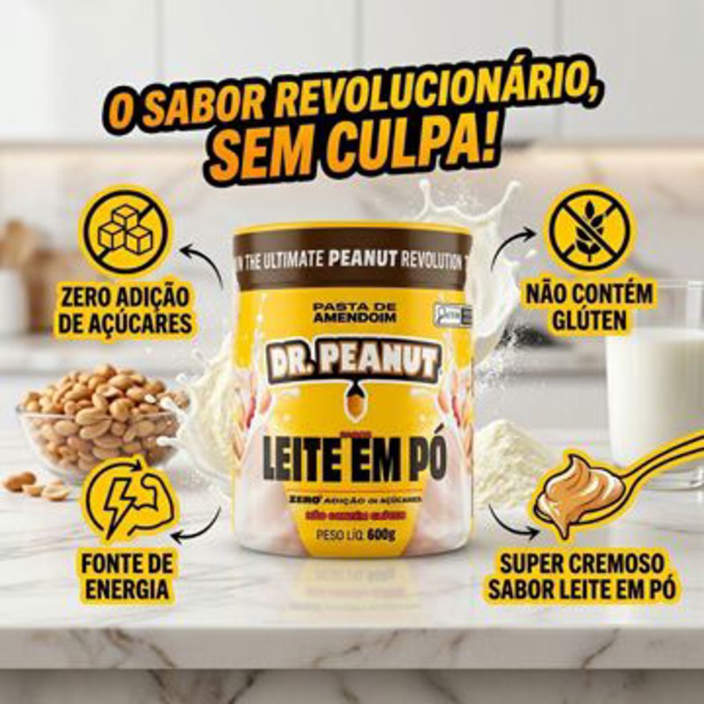 PASTA DE AMENDOIM DR PEANUT LEITE EM PO 600 GRAMAS