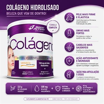 COLAGENO HIDROLISADO BODYACTION LIMAO COM CLOROFILA 200 GRAMAS