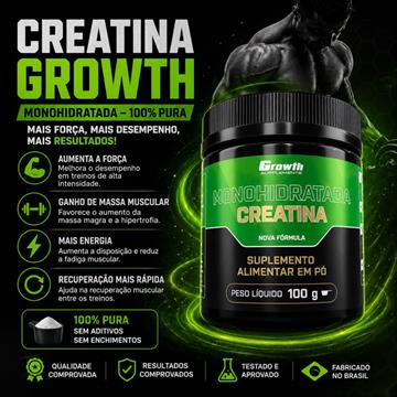 CREATINA 100% PURA GROWTH 100 GRAMAS
