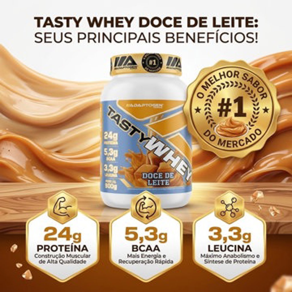 TASTY WHEY ADAPTOGEN DOCE DE LEITE 900 GRAMAS
