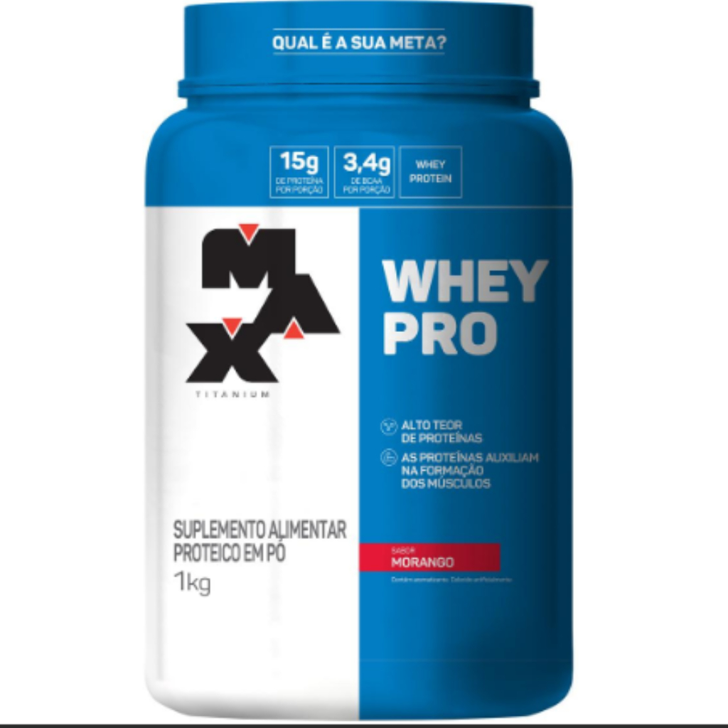 WHEY PRO MAX TITANIUM MORANGO 1KG