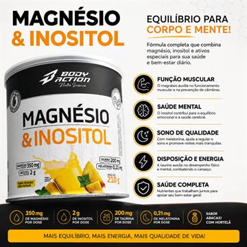 MAGNESIO INOSITOL BODYACTION ABACAXI COM HORTELA 210G
