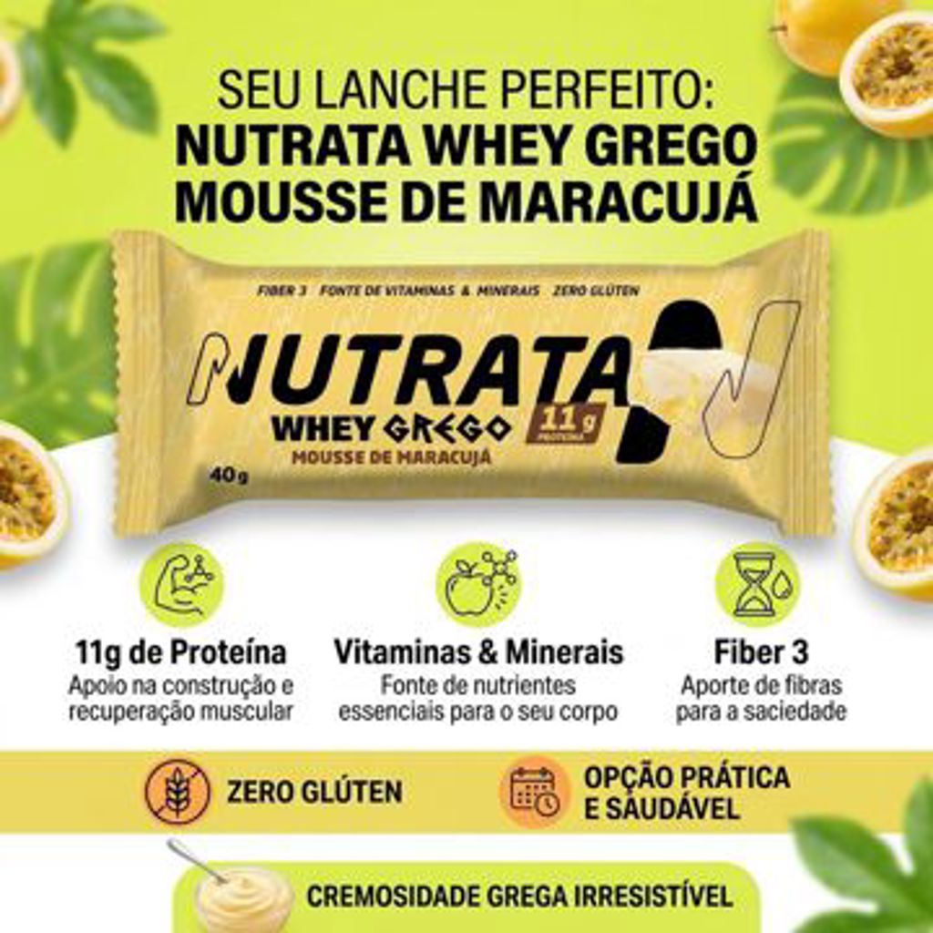 WHEY GREGO BAR MOUSSE MARACUJA NUTRATA 40G