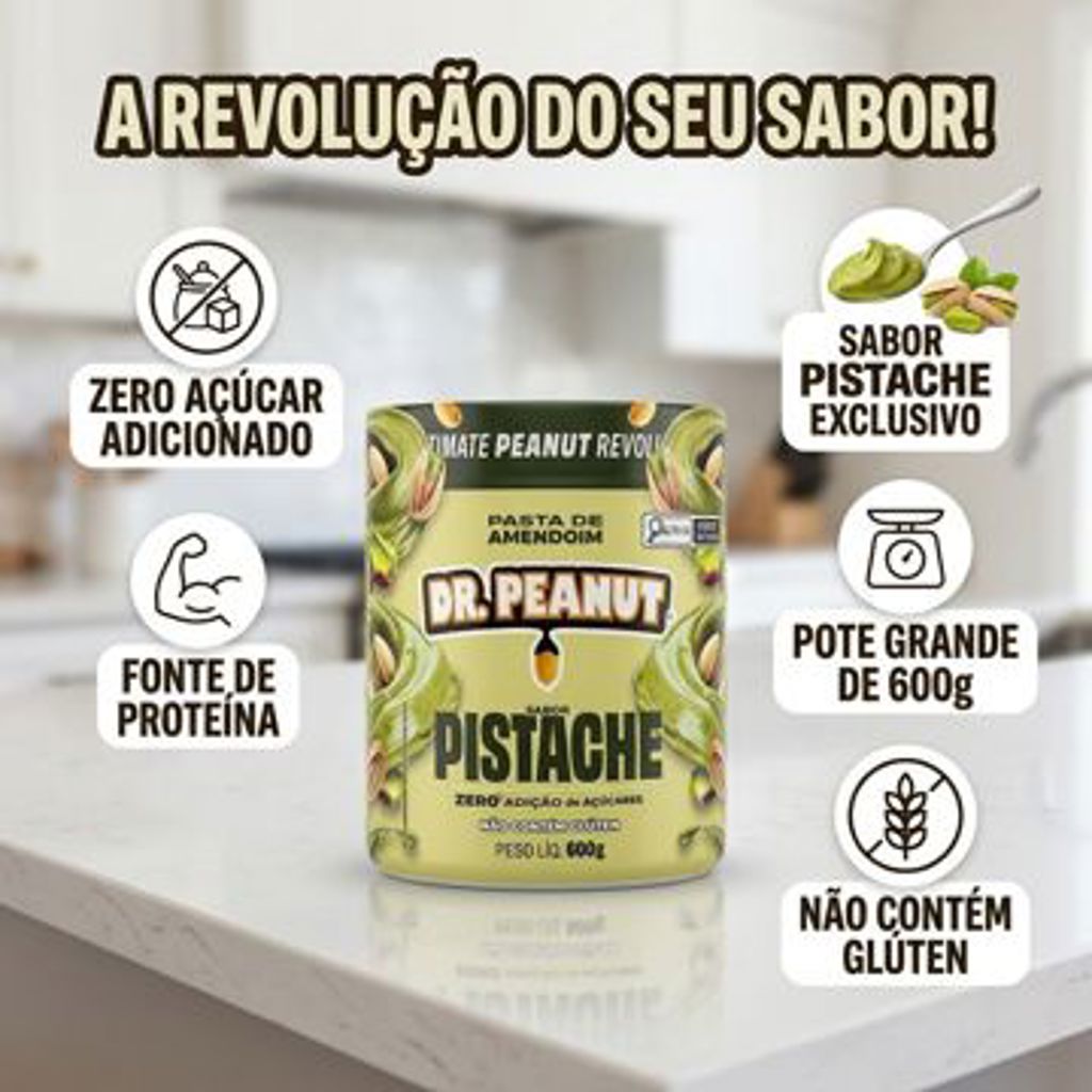 PASTA DE AMENDOIM DR PEANUT PISTACHE 600 GRAMAS