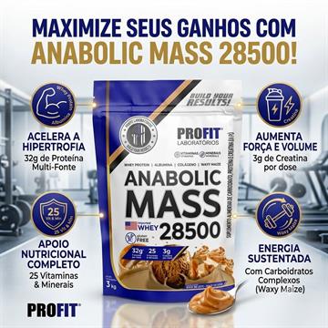 ANABOLIC MASS 28500 PROFIT CHOCOLATE COM MORANGO 3KG