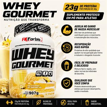 WHEY GOURMET FN FORBIS MILKSHAKE DE BAUNILHA POTE 907G