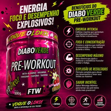 PRE WORKOUT DIABO VERDE MORANGO ATOMICO 300G