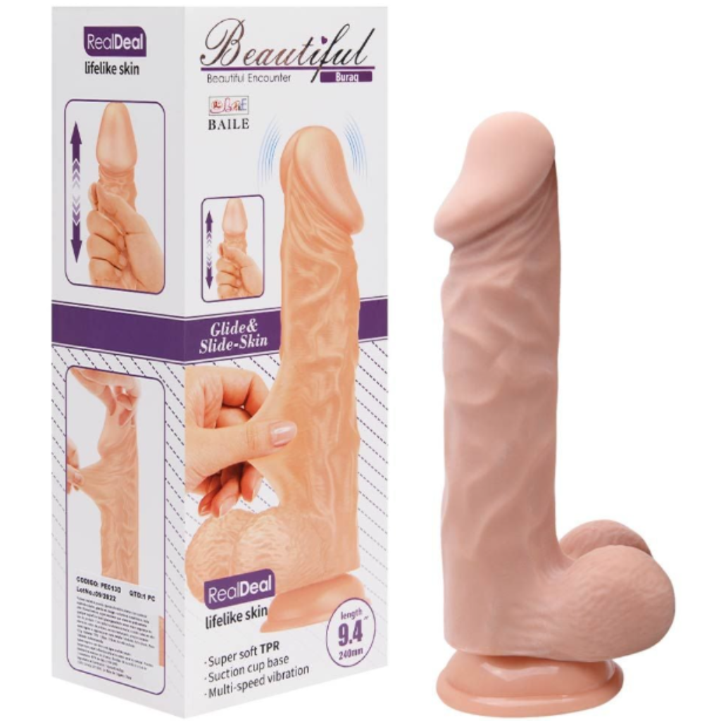 PRÓTESE BURAQ C/ VIBRO E VENTOSA LIFELIKE SKIN - BAILE