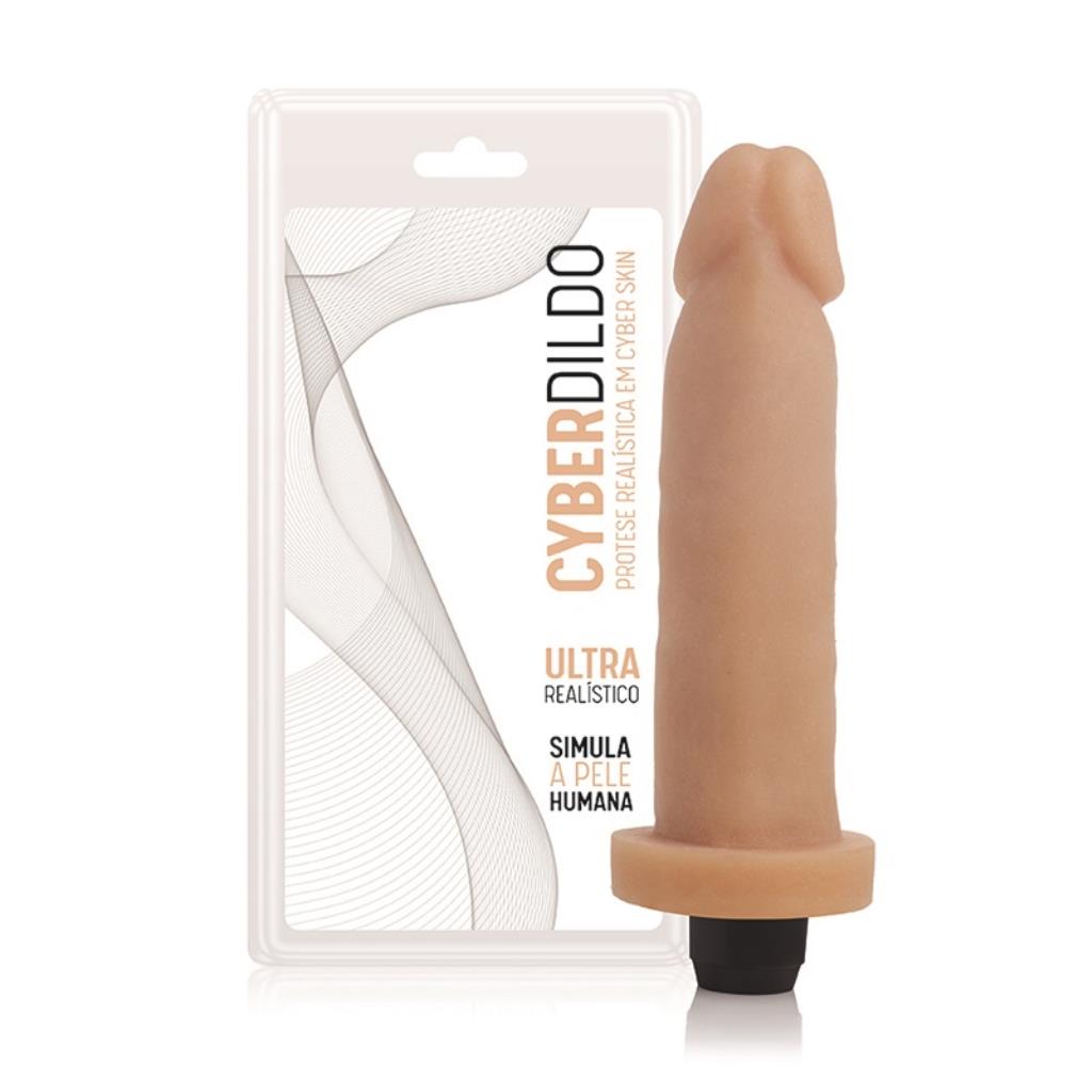 Prótese em Cyber Skin® 8 (CYB05) 16x4cm com vibrador multivelocidade a prova d´água – ADÃO E EVA