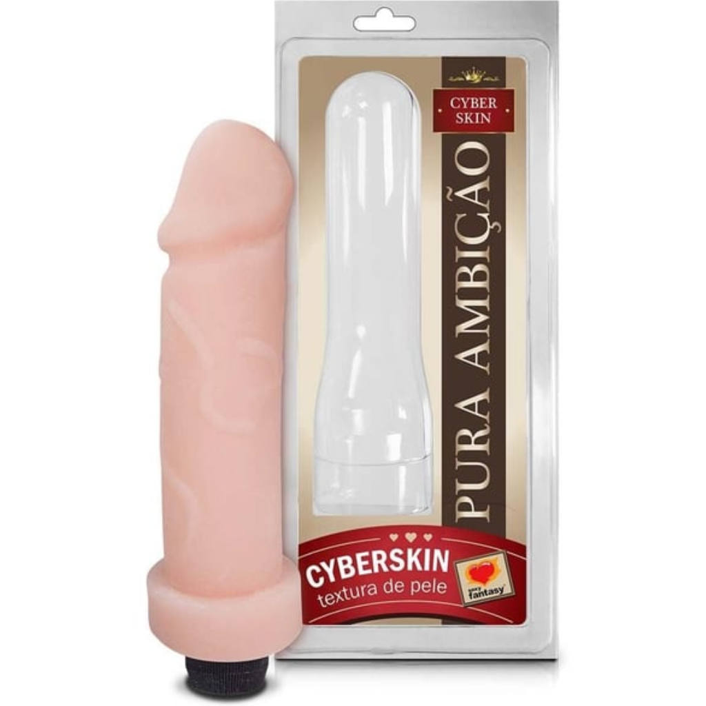 PÊNIS EM CYBER COM VIBRO 18X5CM (CÓD.:101) BEGE - SEXY FANTASY