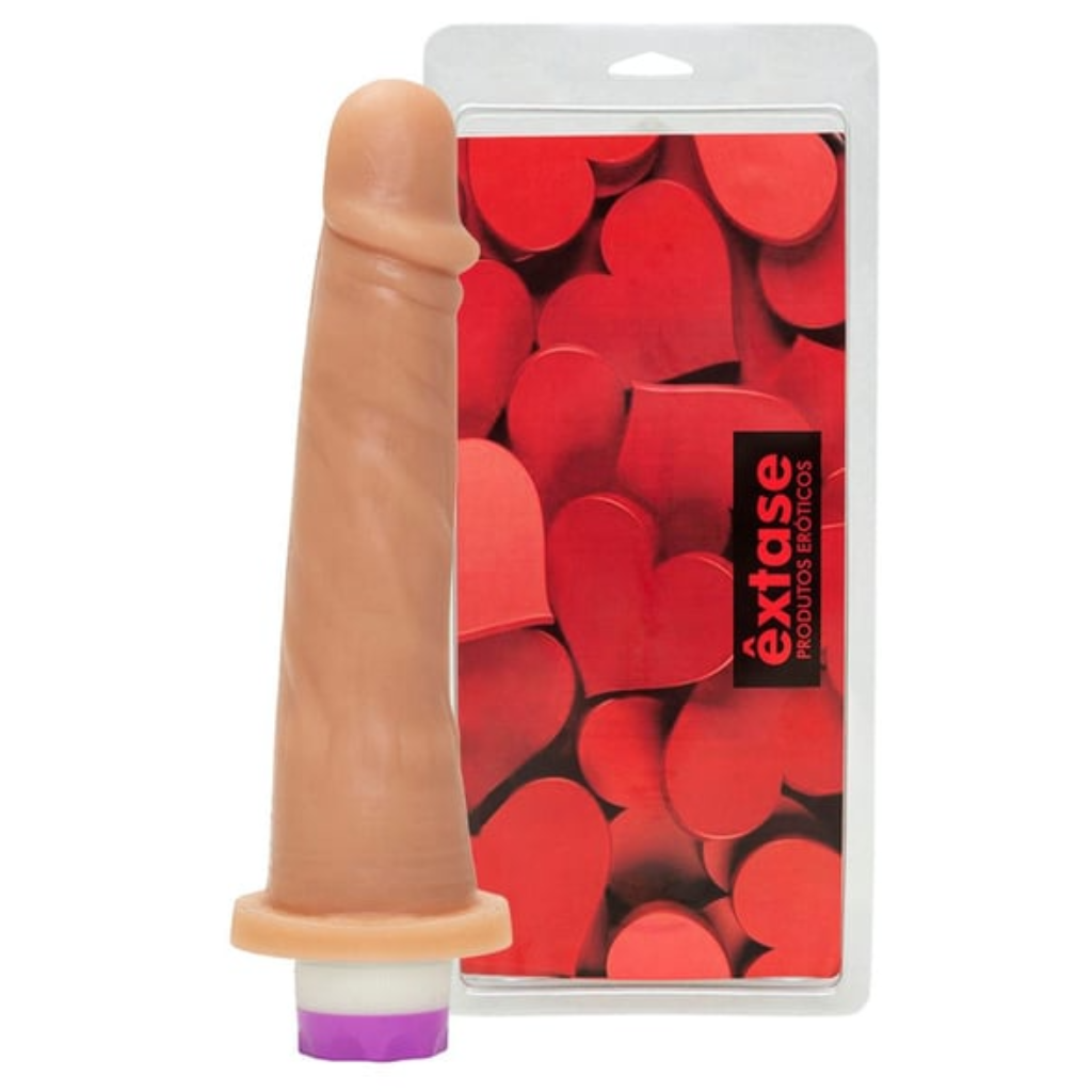 PRÓTESE COM VIBRADOR INTERNO 19,5X4CM (VN06) BEGE - ÊXTASE
