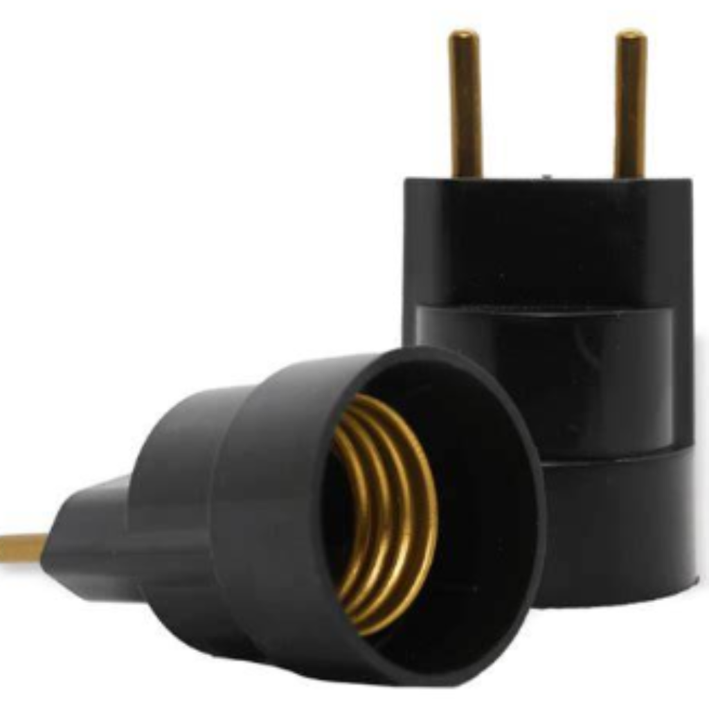 SOQUETE ADAPTADOR COM PINO E27 PRETOSOQUETE ADAPTADOR COM PINO E27 PRETOSOQUETE ADAPTADOR COM PINO E27 PRETO