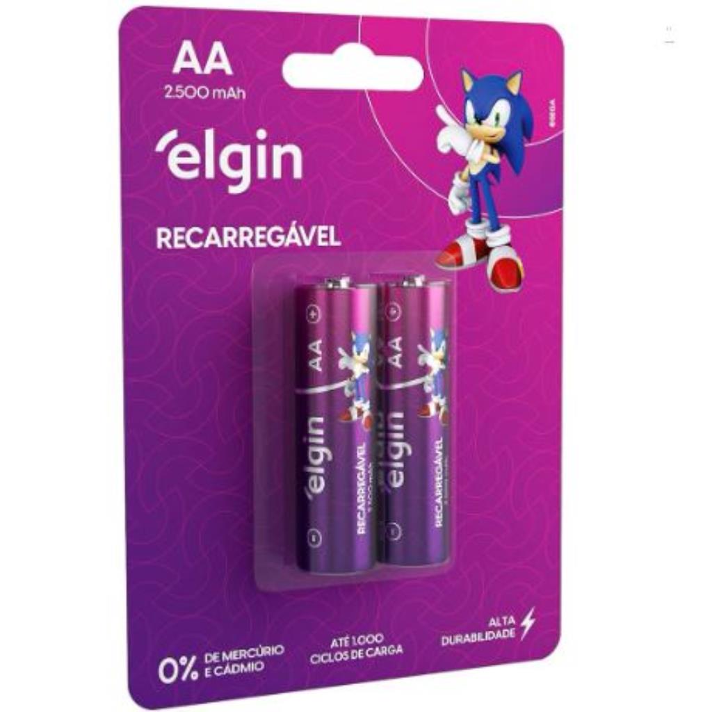 PILHA RECARREGAVEL AA 2500MAH C/2 ELGIN - 82172