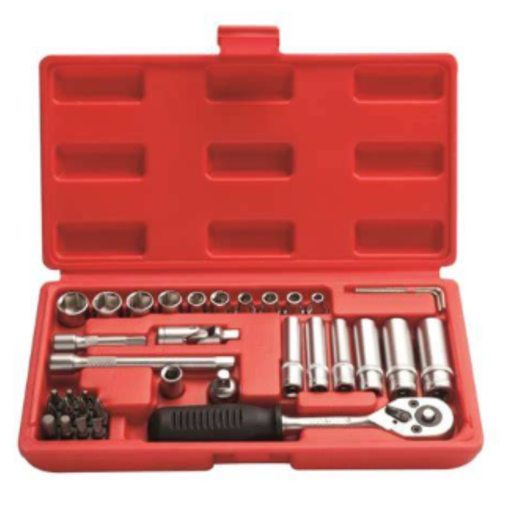 SOQUETES JG C/36 PCS 1/4" CROMO VANADIO