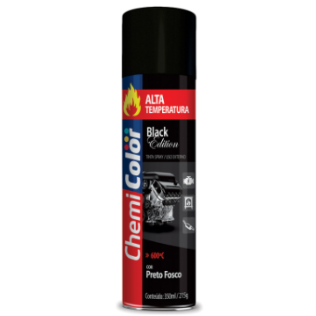 TINTA SPRAY CHEMICOLOR ALTA TEMPERATURA 350ML PRETO FOSCO