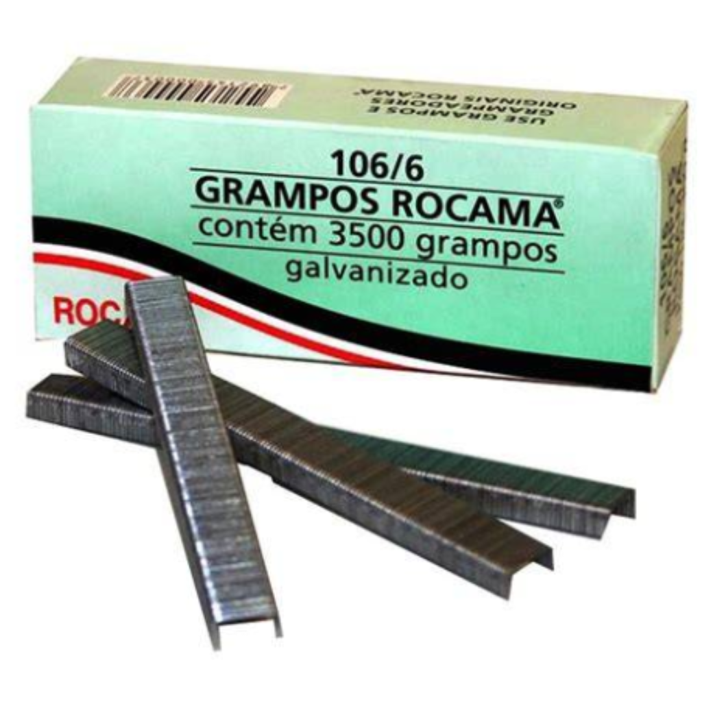 GRAMPO PARA GRAMPEADOR ROCAMA 106/6 06MM CAIXA COM 2500UN