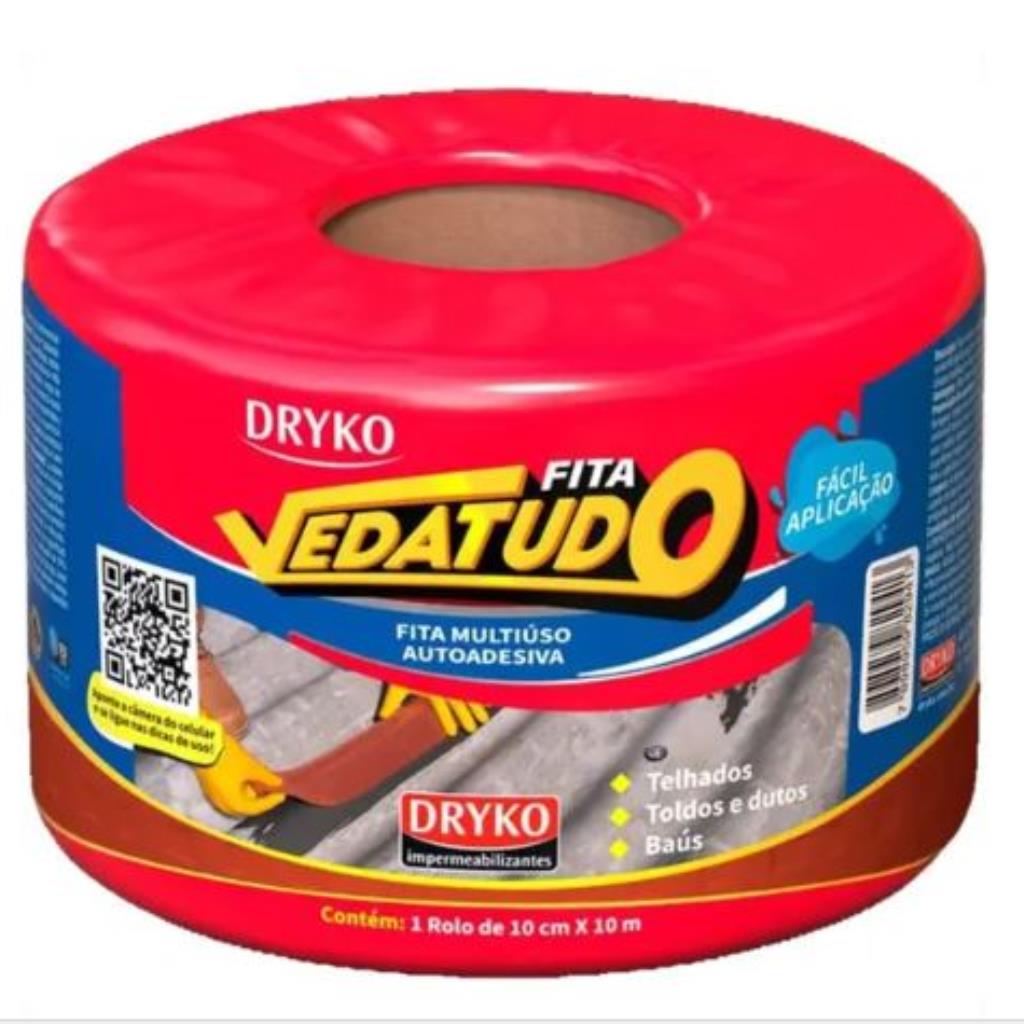 FITA ADESIVA ASFALTICA LARGURA 10CM 0,7MMX10M TERRACOTA VEDATUDO DRYKO - FVD10-TERRA