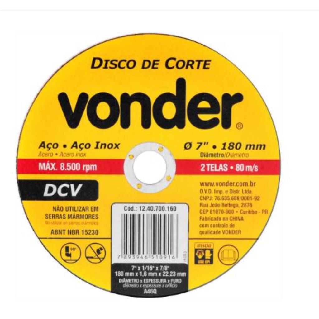 DISCO CORTE 180,0X1,6X22,23 DCV VONDER