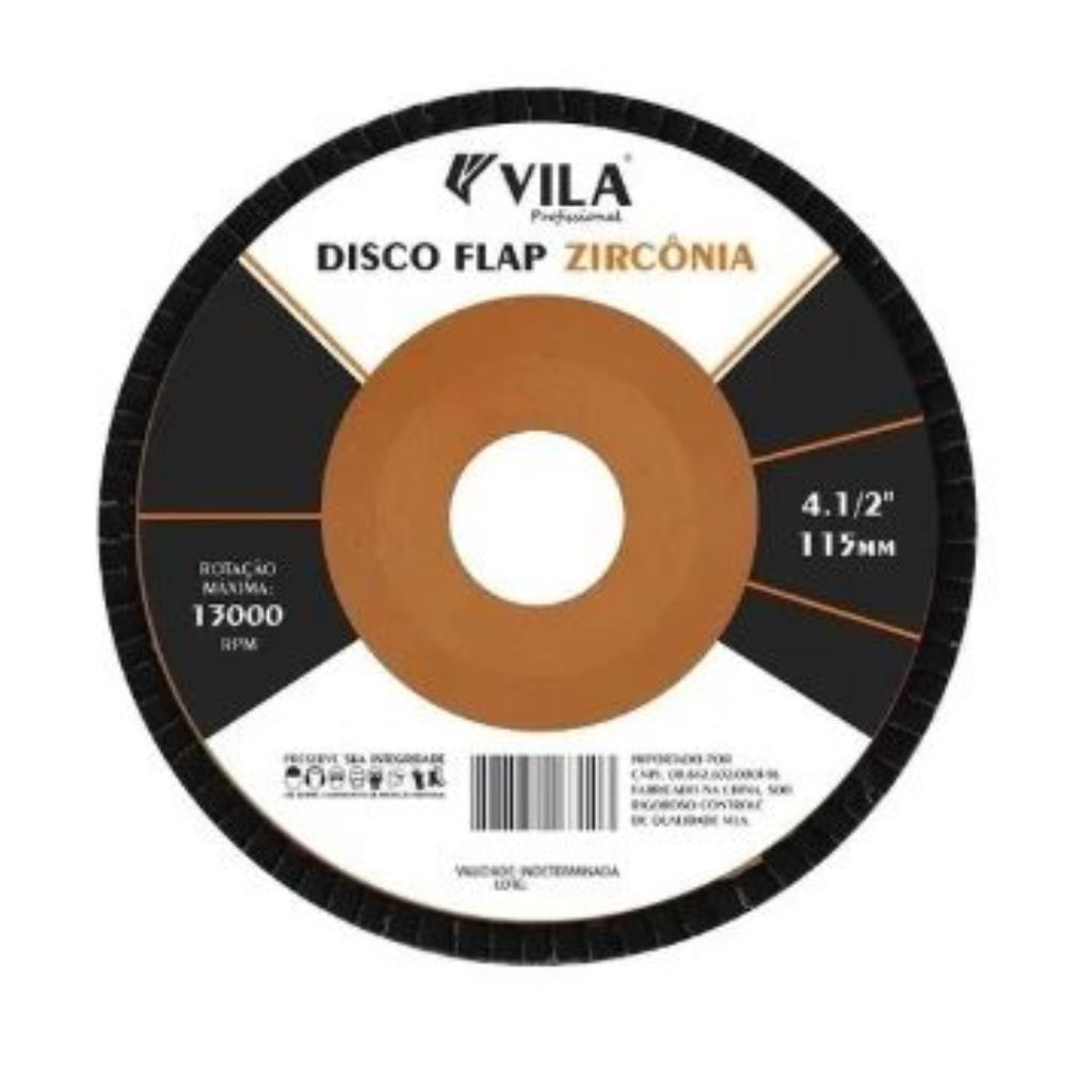 DISCO FLAP RETO 4.1/2 G60 ZIRCONIA PROFISSIONAL T27 VILA