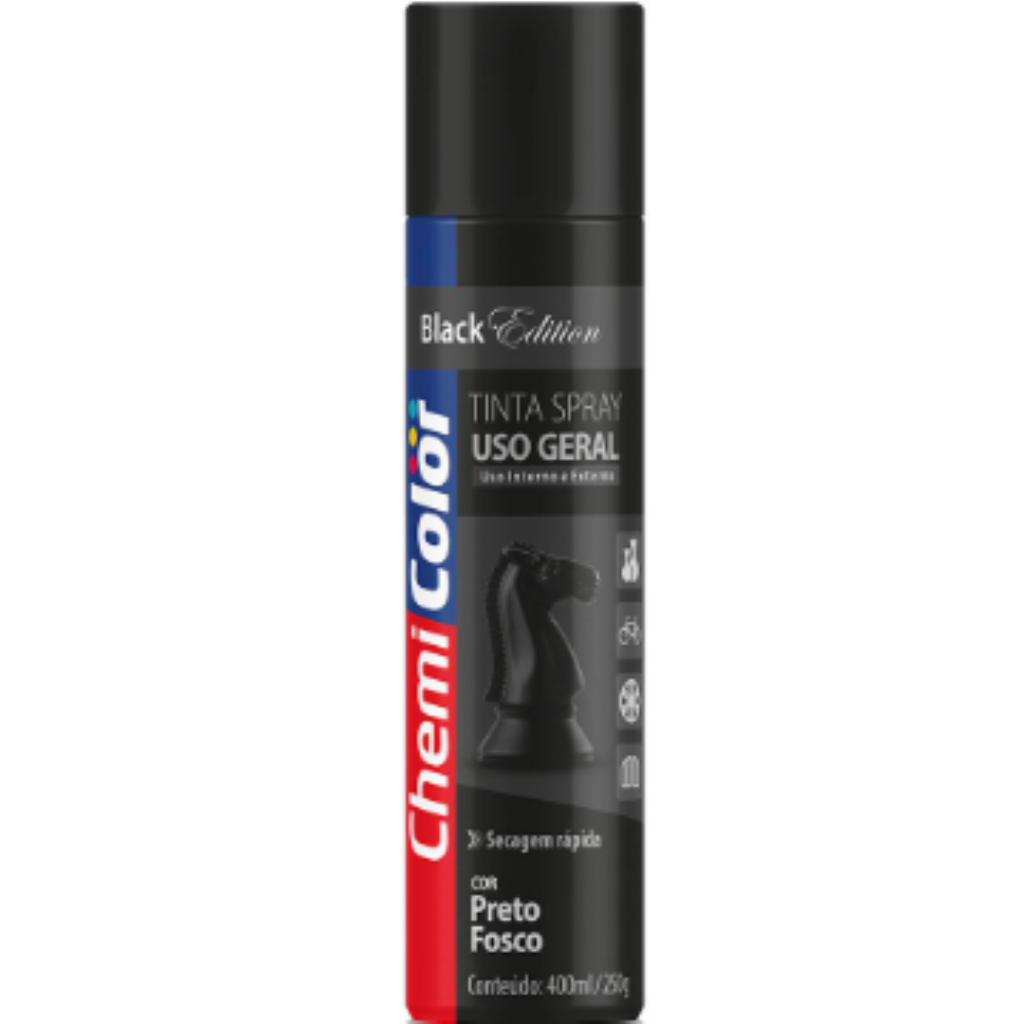 TINTA SPRAY CHEMICOLOR USO GERAL 400ML PRETO FOSCO