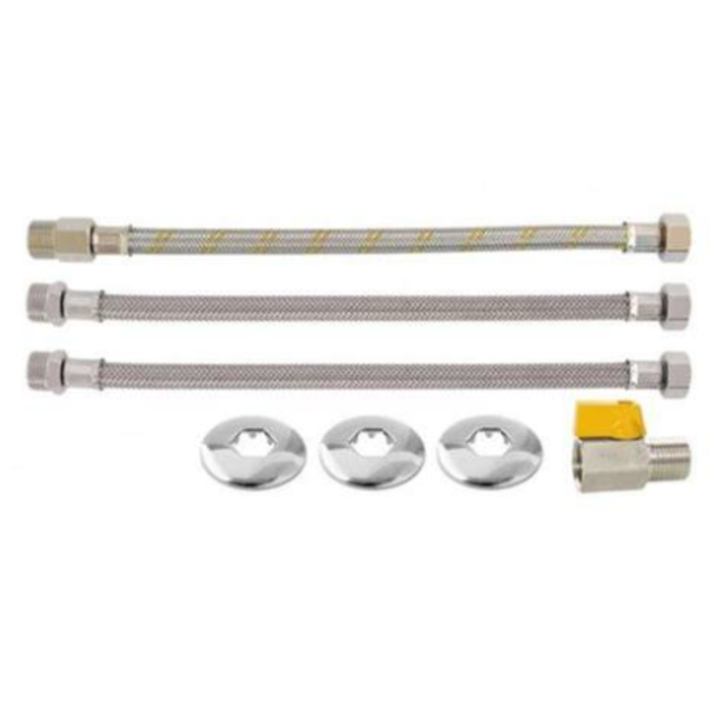 Kit Instalacao Aquecedores a Gas Flexiveis 1/2"(M) x 1/2"(F) - BIG - 40cm Preto ROCO