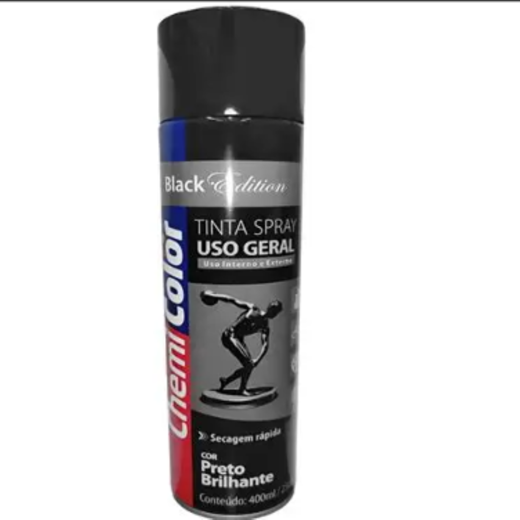 TINTA SPRAY CHEMICOLOR USO GERAL 400ML PRETO BRILHANTE