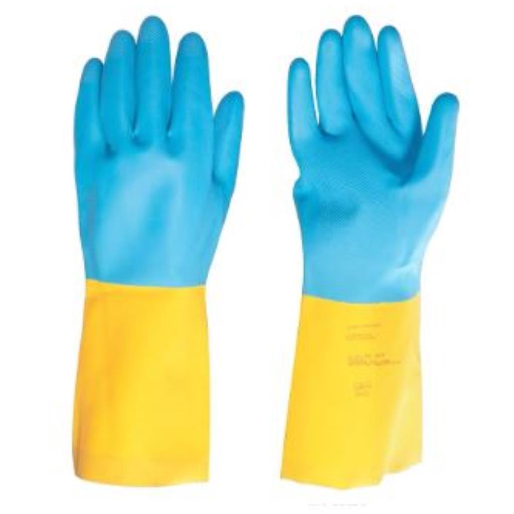 LUVA LATEX/NEOPRENE GRD AMARELA/AZUL VD