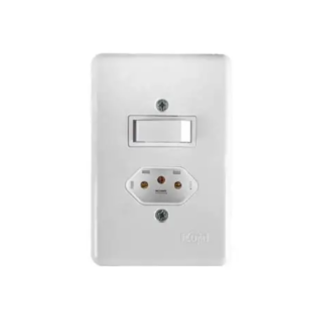 CONJUNTO STYLUS 1 INTERRUPTOR SIMPLES + 1 TOMADA 10A C/PLACA 20200 ILUMI