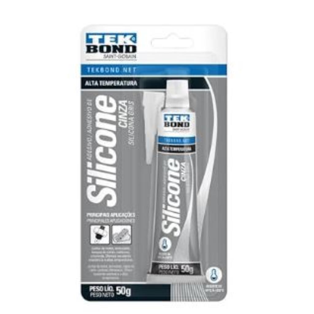 BORRACHA SILICONE ACETICO 50G CINZA A.T TEK BOND