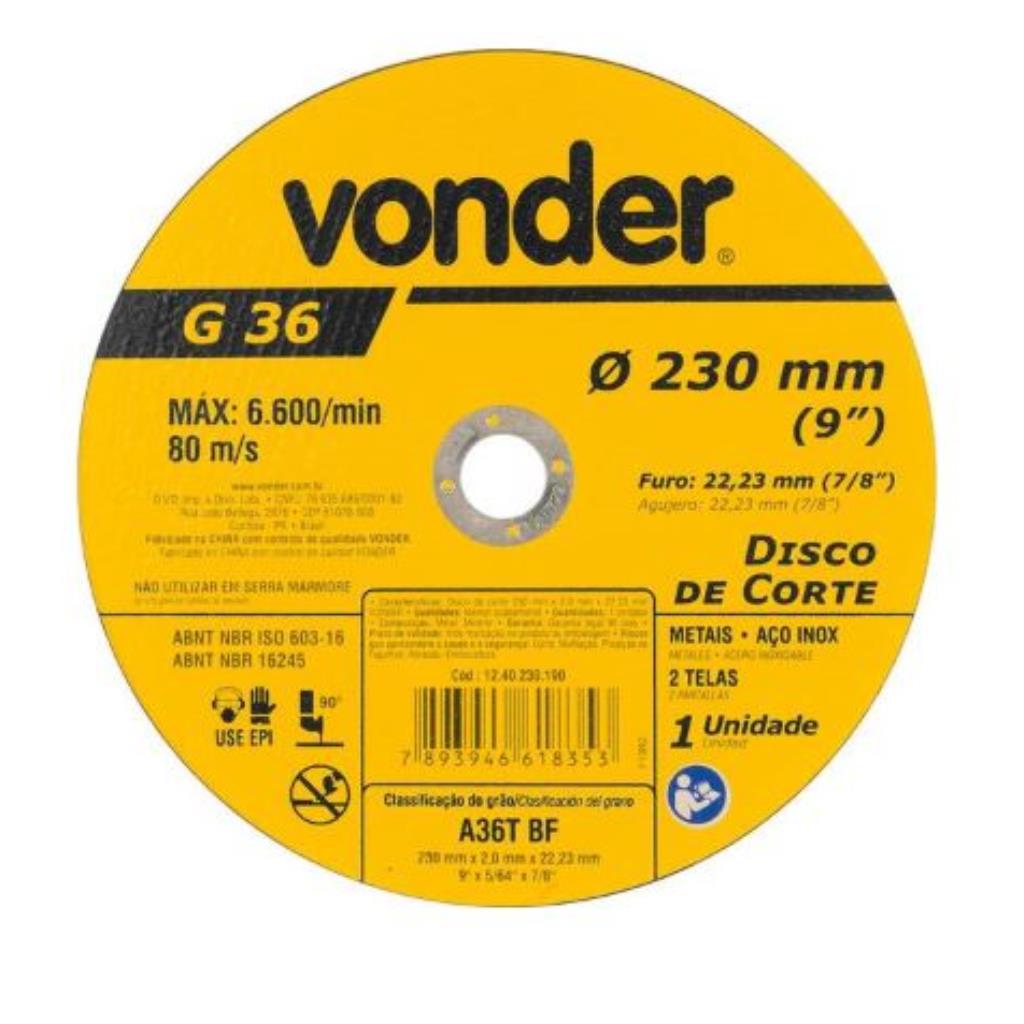 DISCO CORTE 230,0X2,0X22,23 VONDER