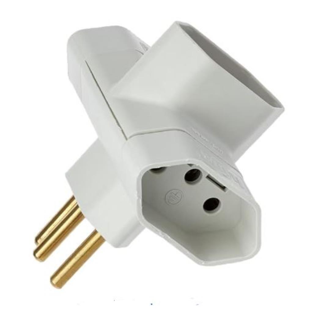 PLUGUE T 3 SAIDAS 10A 3P CINZA 12250 ILUMI - 12250