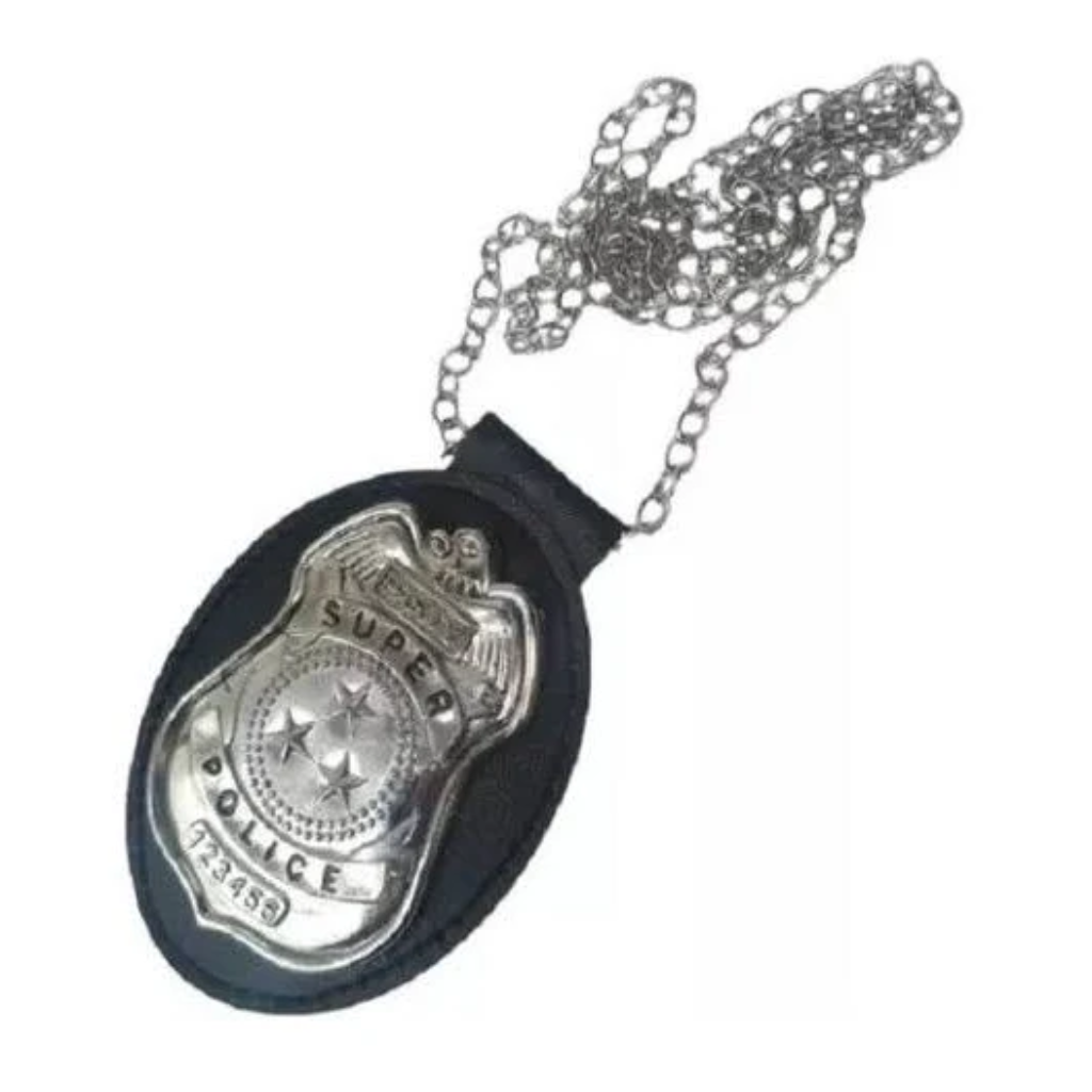 Colar Distintivo Policial Prata