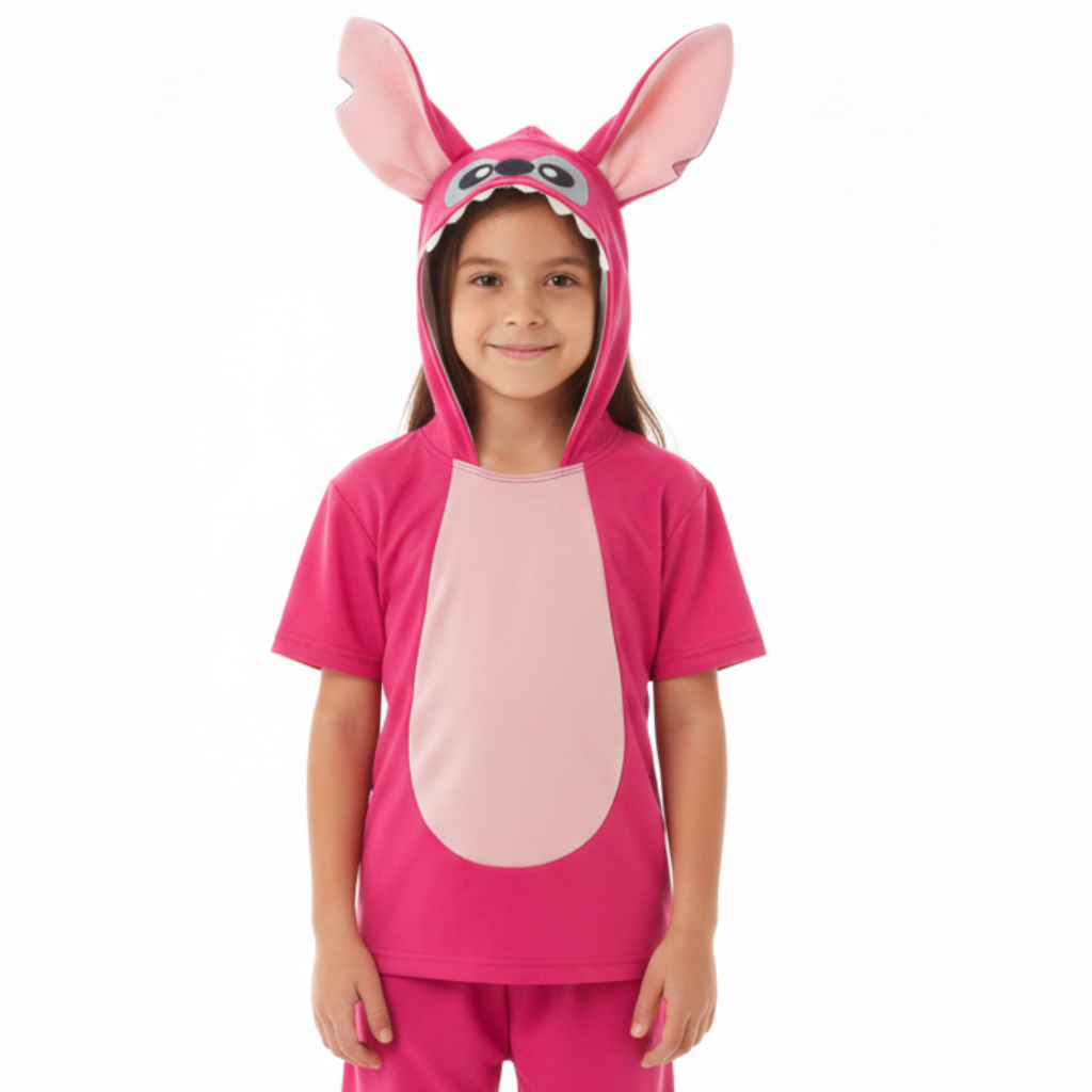 Conjunto Angel Luxo Rosa (Lilo Stitch)