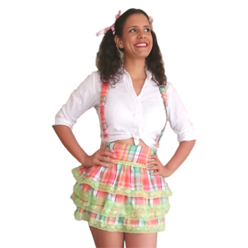 Conjunto Junino Chiquinha saia salopete