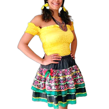Conjunto Junino com saia Cabocla