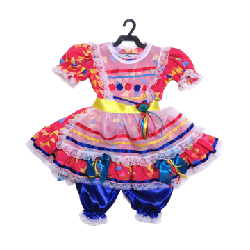 Vestido Junino Avental Goiaba Bandeirinha (Tango)