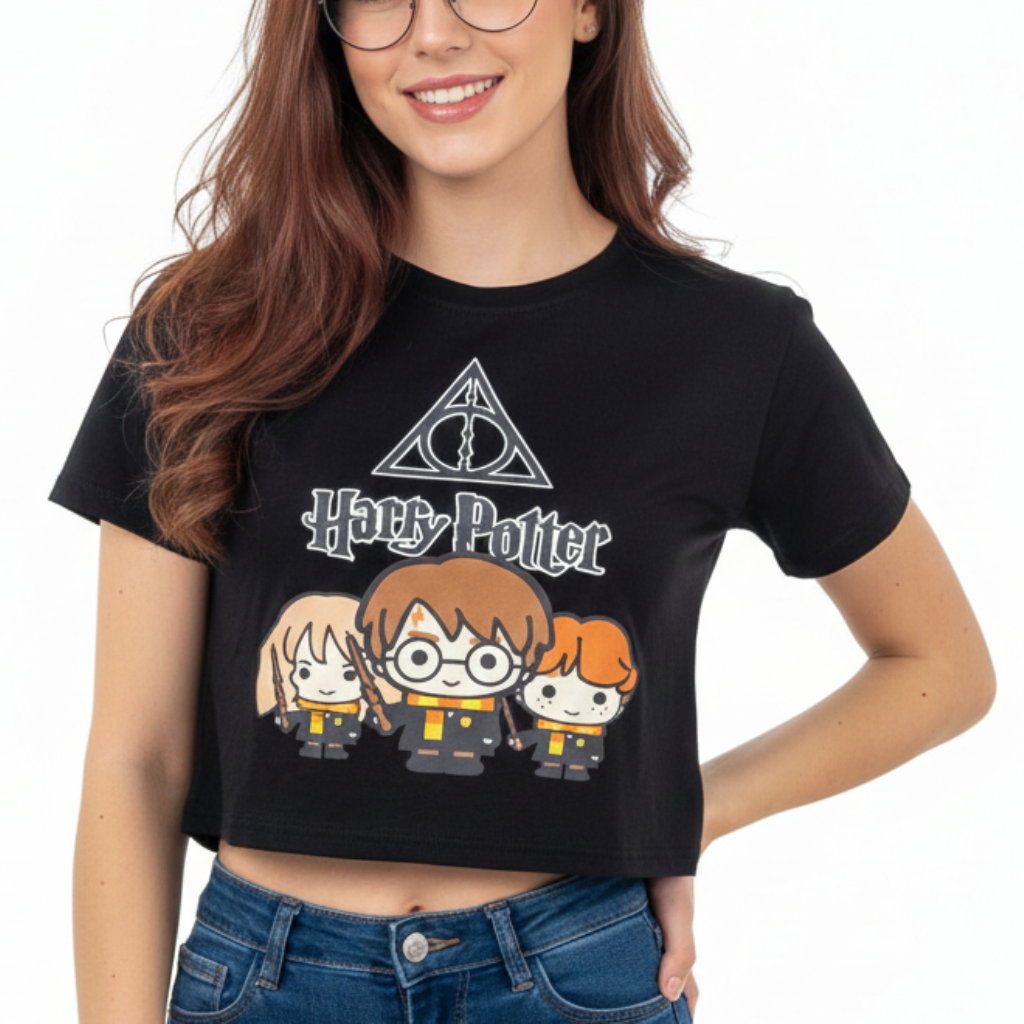 Cropped Harry Potter 3 amigos Funkos
