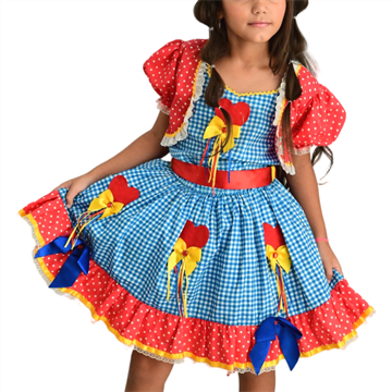 Vestido Junino Love Xadrez Azul Bolerinho