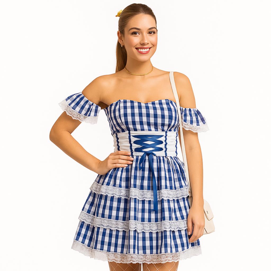 Bonequinha Xadrez - Vestido Junino