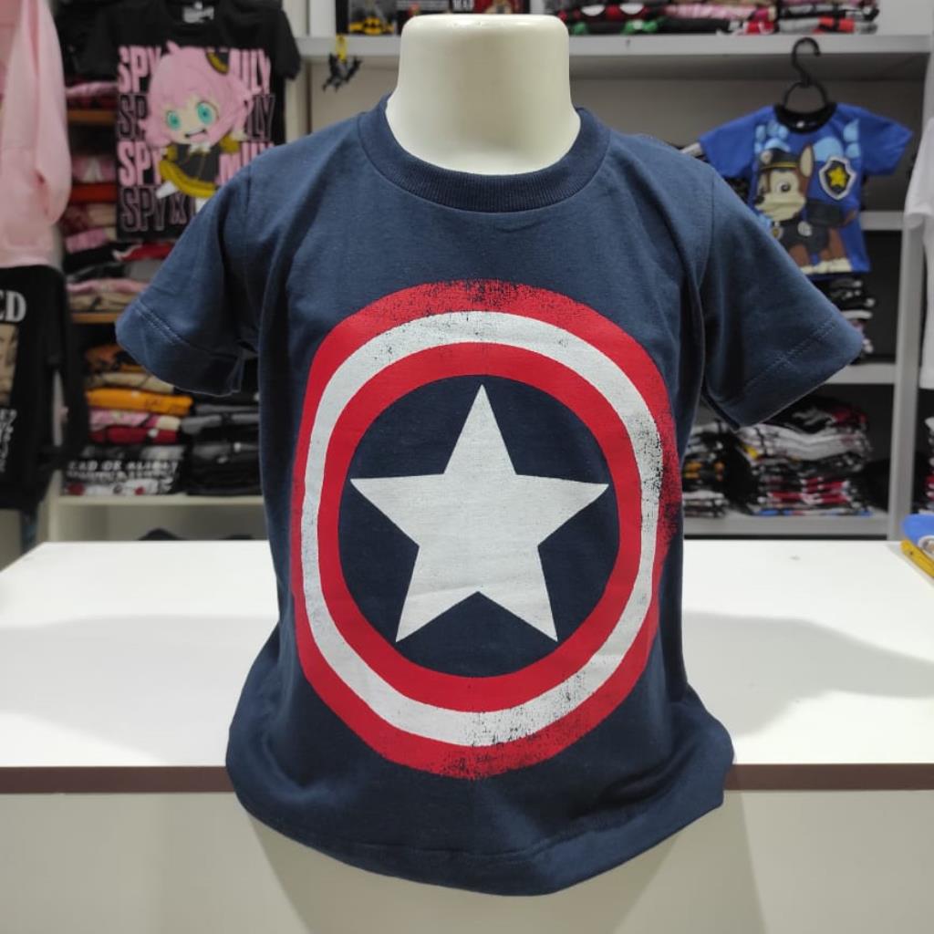 Camisa Capitão América (logo clássica / azul marinho)