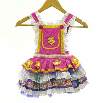 Jardineira Junina Rosa Infantil