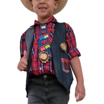 Camisa Infantil  Xadrez, Colete e Gravata (Variados)