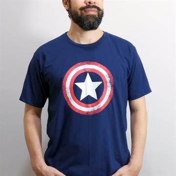 Camisa Capitão América (escudo / azul marinho)