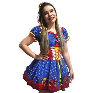 Vestido Junino Camely Ciganinha Azul