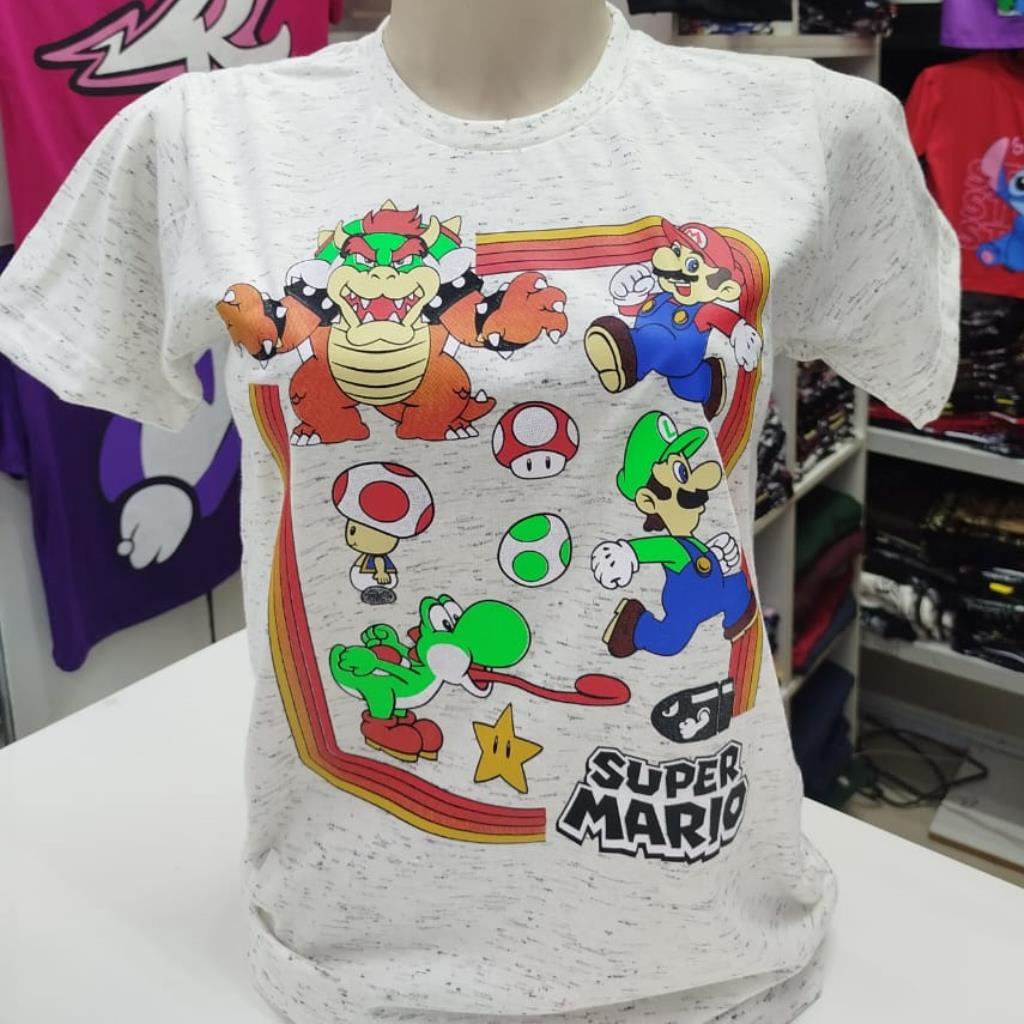 Camisa Super Mário Turma Infanto Juvenil