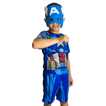 Capitão América Infantil Curto (Máscara EVA)