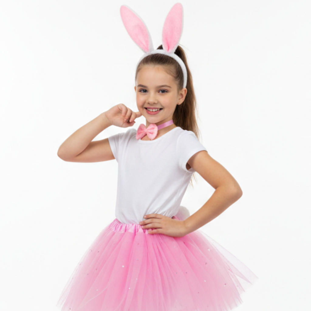 Kit Coelhinha (tiara + gravata + pompom + saia)
