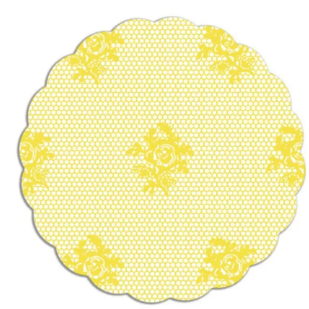 FUNDO RENDADO REDONDO AMARELO 7CM C/100